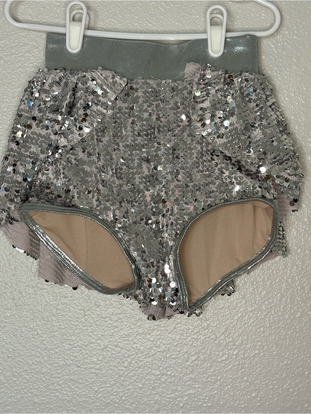 balera Silver Sequin High-Waist Dance Shorts
